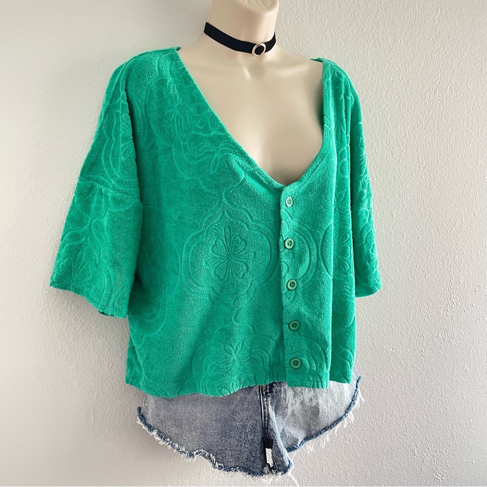 Green Button-Up Women Top